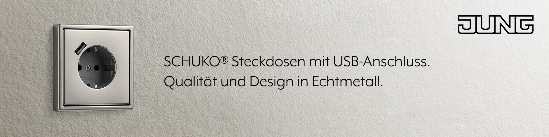 JUNG SCHUKO Steckdosen mit USB-Anschluss in Echtmetall